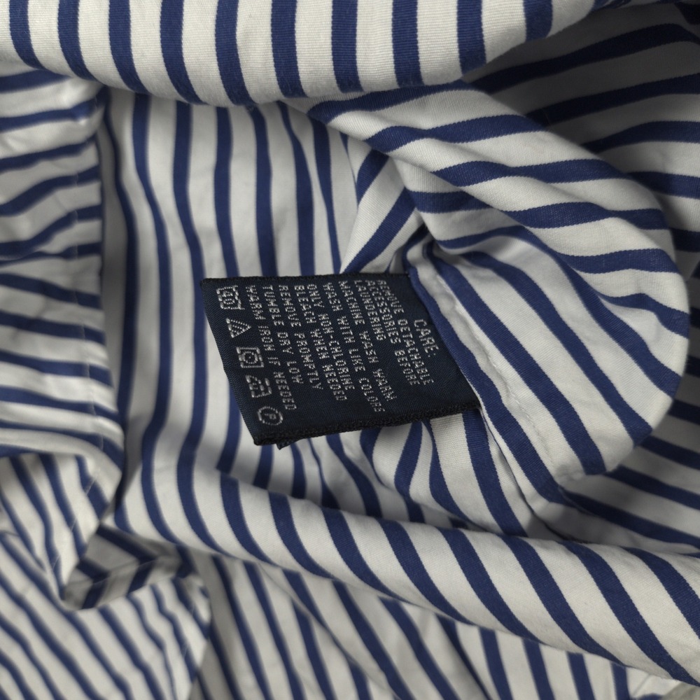 Ralph Lauren Shirt Womens 8 Blue White Striped Yachting Crest Button Up Nautical - Picture 14 of 16